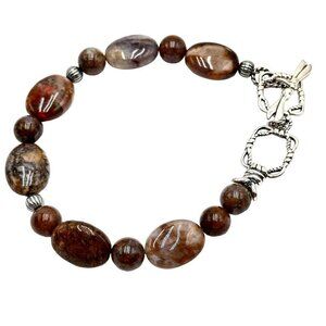 Carolyn Pollack Sterling Silver Brown Gemstone Dragonfly Toggle Clasp Bracelet